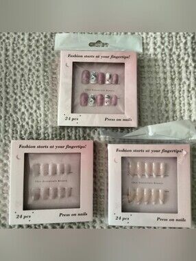 3 SETS! NIB PRESS ON NAILS (24) IN EACH BOX! 💜